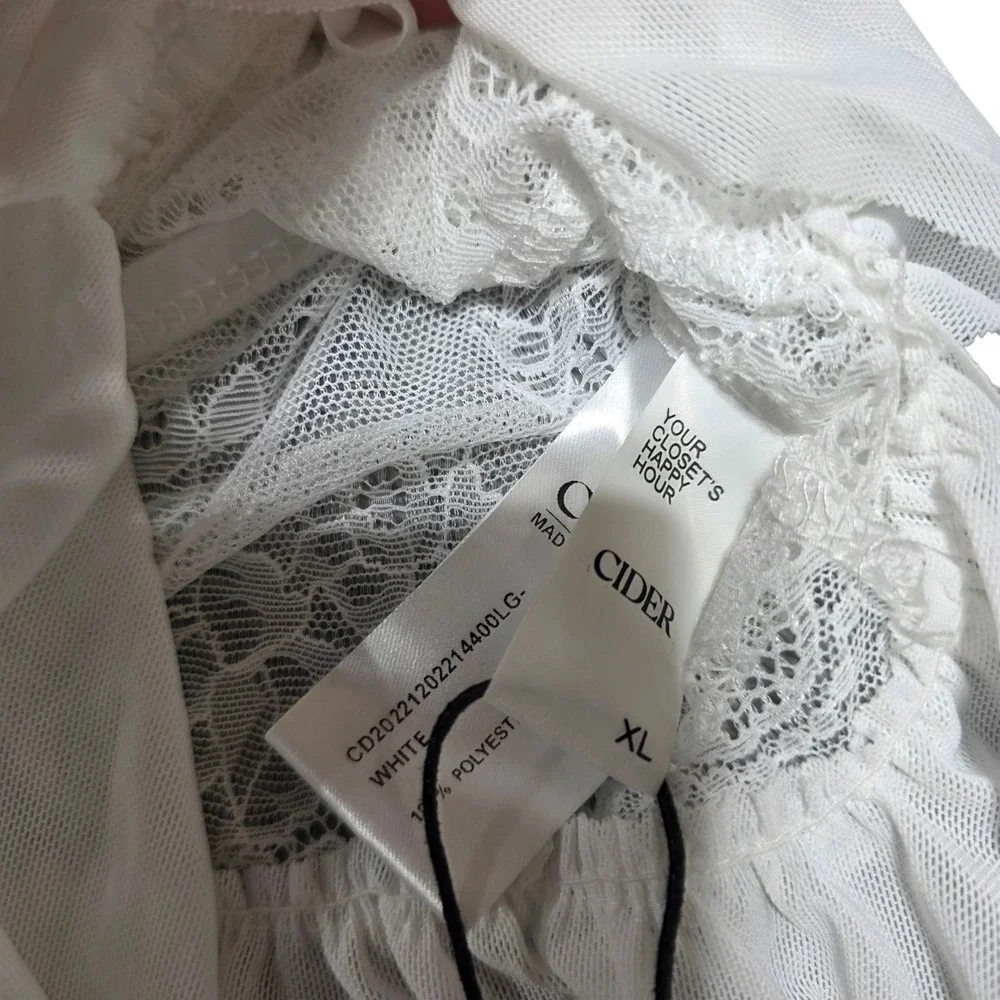 NEW Cider White Lace Babydoll Lingerie Slip Dress & Thong Set XL Extra‎ Large